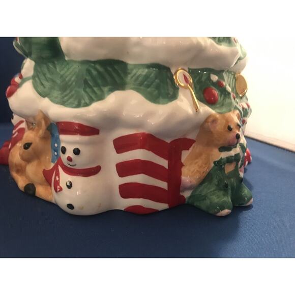 Christmas Tree Cookie Jar Ceramic Snowman Teddy Bear Gifts Festive Decor - Picture 2 of 6